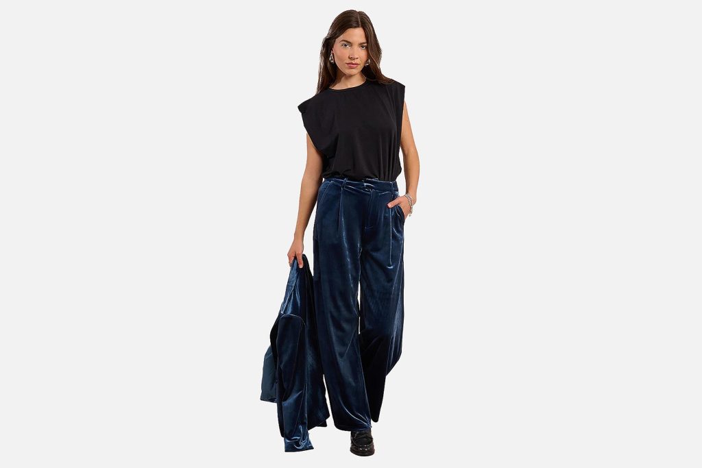 PANTA LARGE VELOUR BLEU DENIM