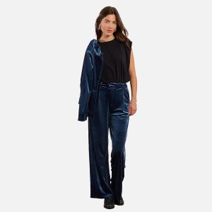 PANTA LARGE VELOUR BLEU DENIM - Image 4