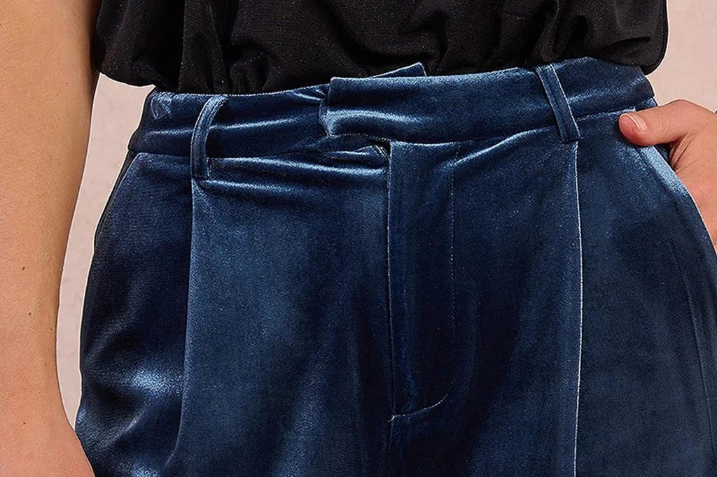 PANTA LARGE VELOUR BLEU DENIM