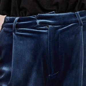 PANTA LARGE VELOUR BLEU DENIM - Image 5