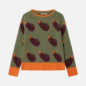 PULL MELANZANE VERT - Image 1