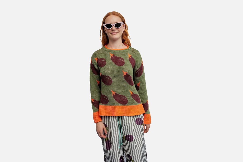 PULL MELANZANE VERT