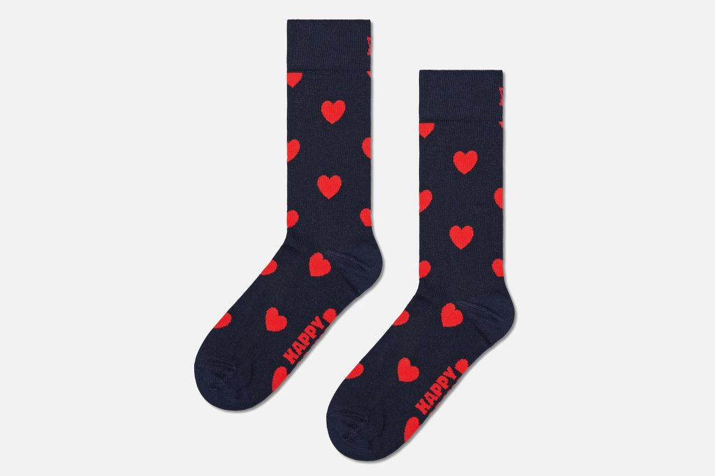 HEART SOCKS RED BLACK
