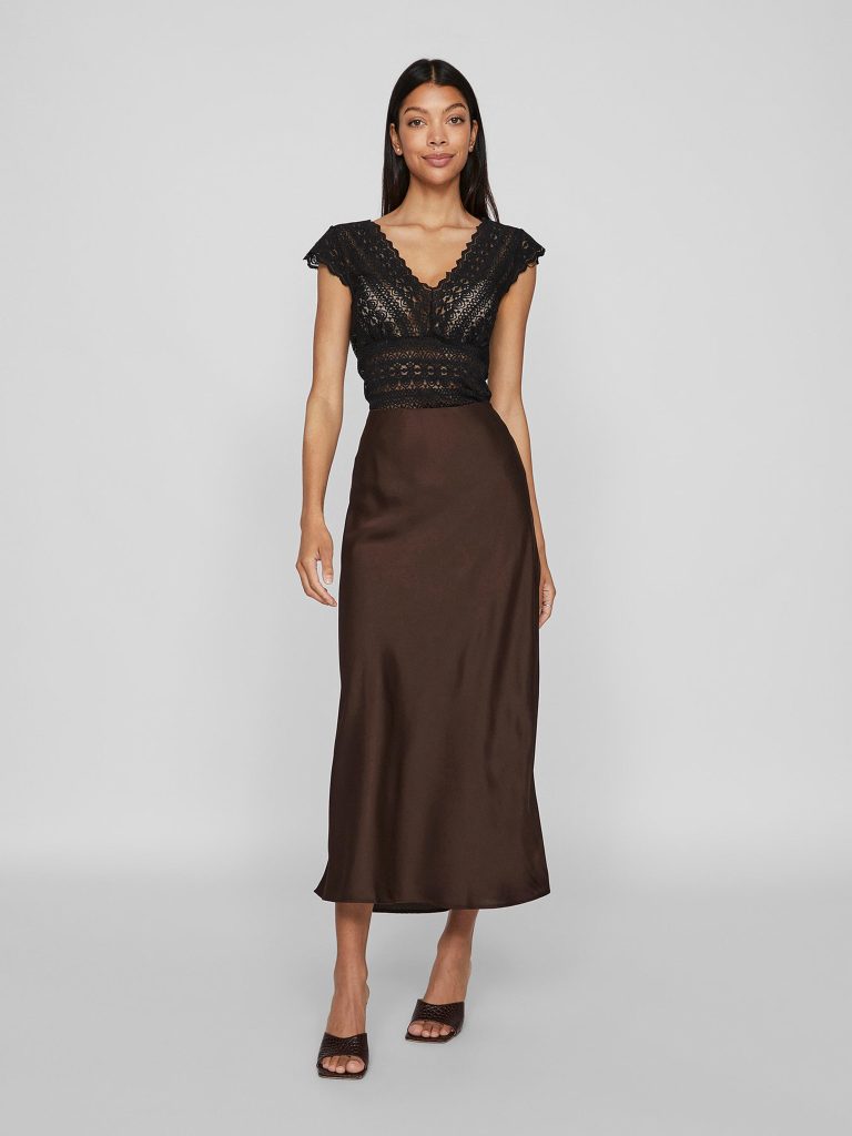 VIELLETTE HW MIDI SKIRT COFFEE BEAN