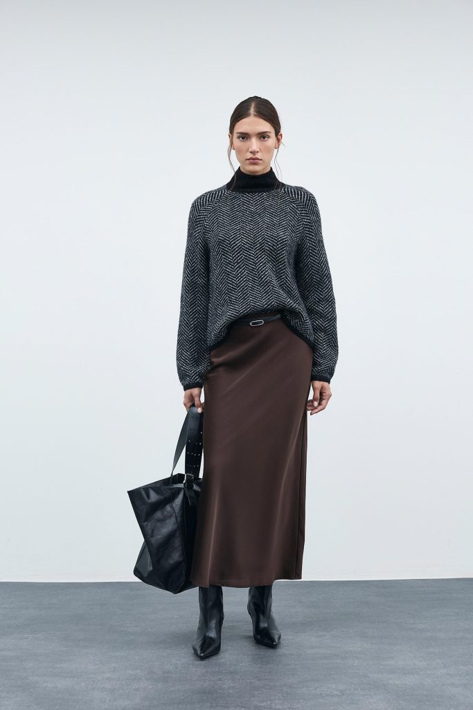 VIELLETTE HW MIDI SKIRT COFFEE BEAN