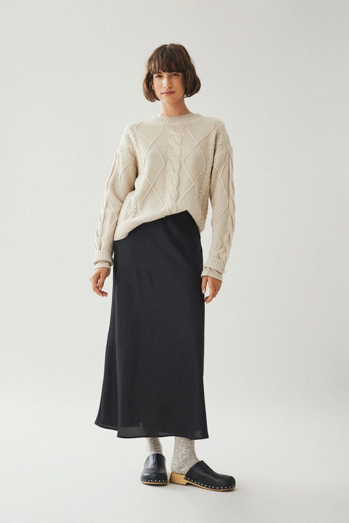 VIELLETTE HW MIDI SKIRT BLACK