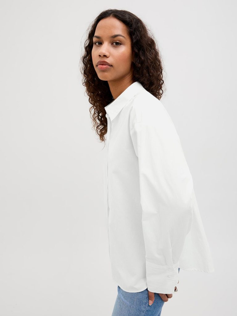 JXCARO POPLIN LS RLX SHIRT NOOS BLANC