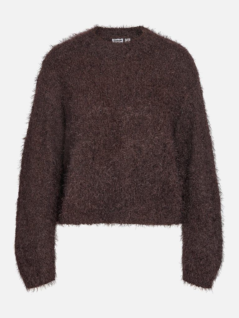 NMSASSY LS ONECK KNIT FWD CHOCOLATE PLUM