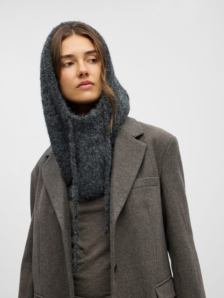 OBJMILU KNIT BALACLAVA DARK GREY MELANGE