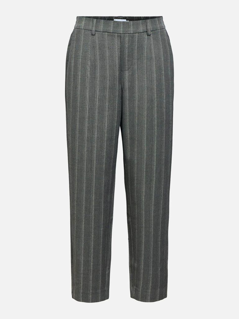 OBJLISA SLIM PANT AOP MED GREY MELANGE