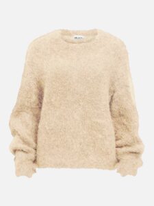 OBJHARRY LS LO KNIT PULLOVER BIRCH MELANGE