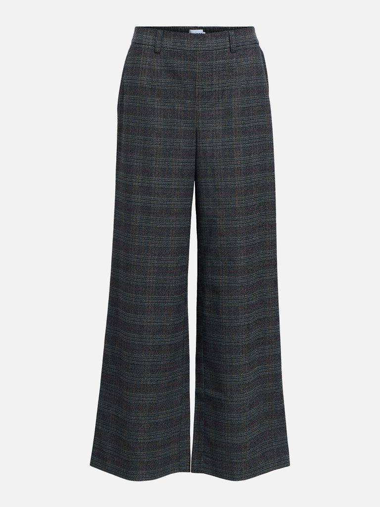 OBJLISA WIDE PANT AOP NOOS DARK GREY MELANGE