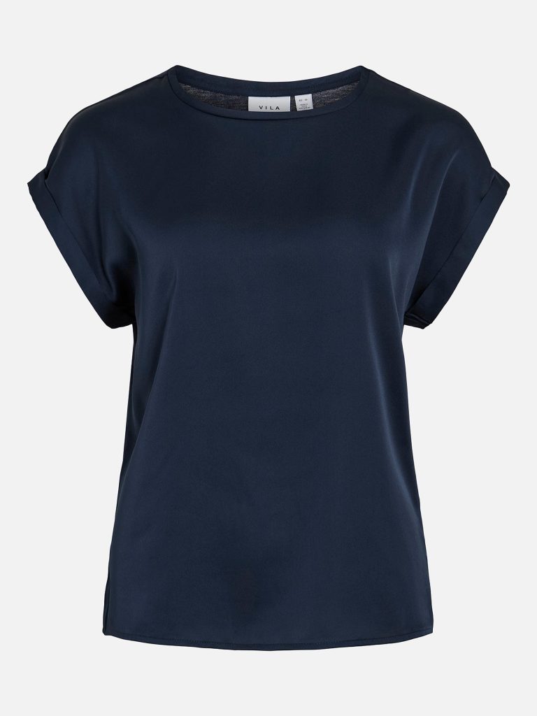 VIELLETTE SS SATIN TOP NAVY BLAZER