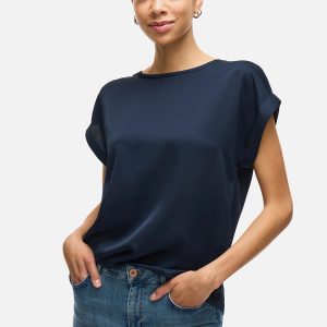 VIELLETTE SS SATIN TOP NAVY BLAZER – Image 5