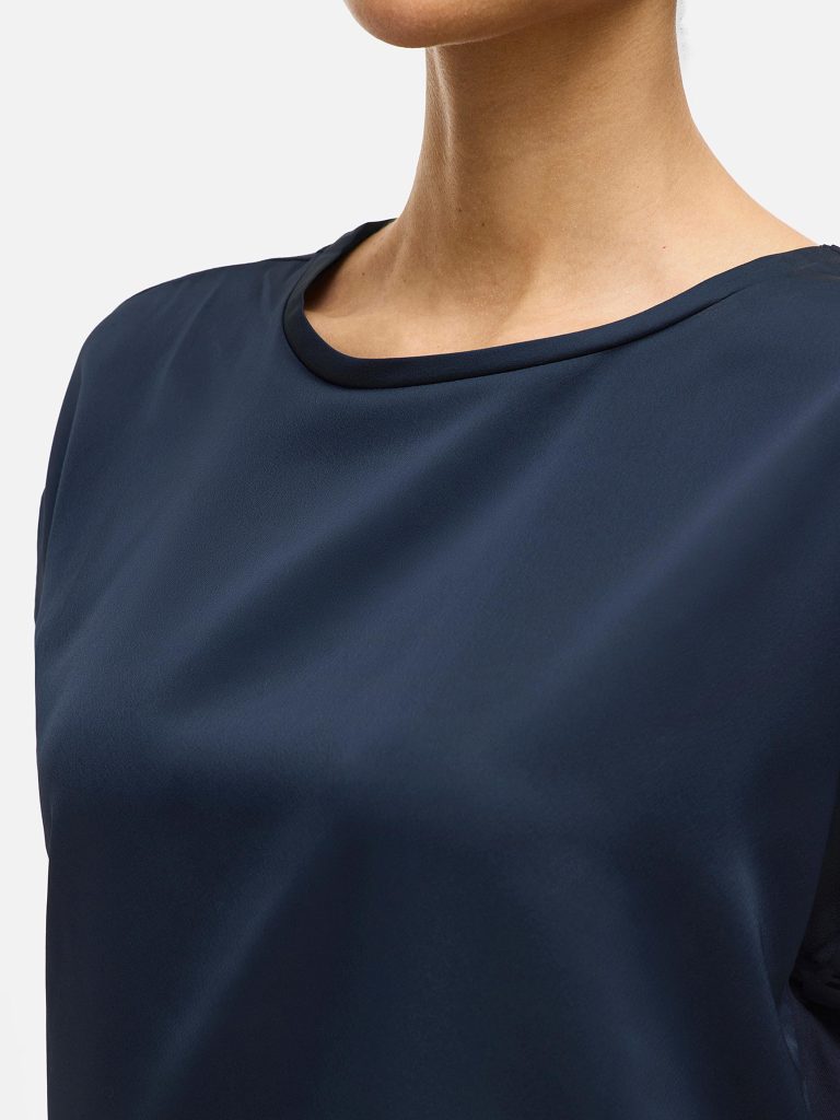 VIELLETTE SS SATIN TOP NAVY BLAZER