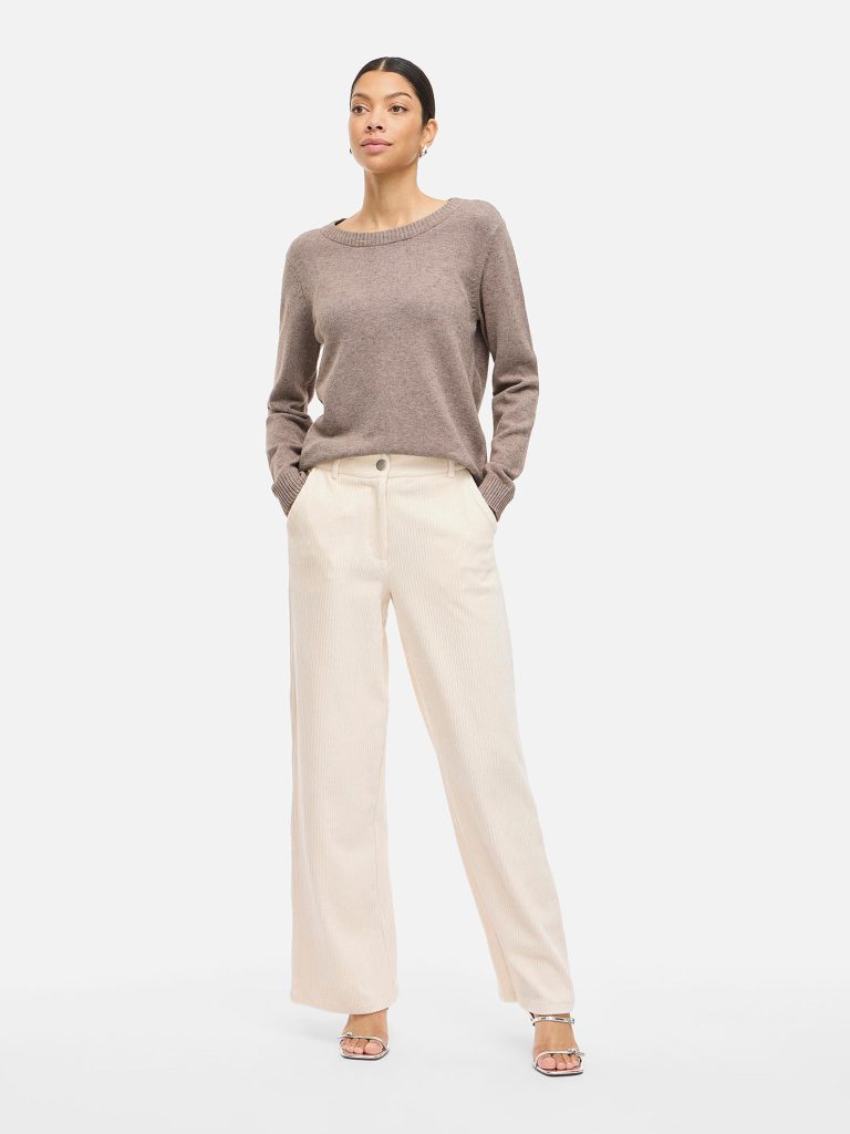 VIRIL ONECK LS KNIT TOP FALCON MELANGE