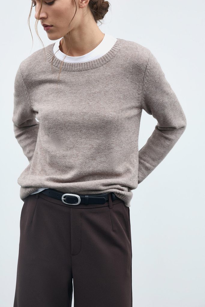 VIRIL ONECK LS KNIT TOP FALCON MELANGE