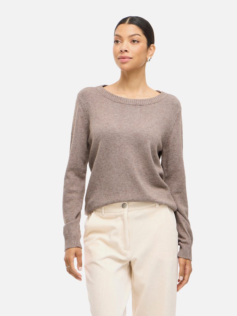 VIRIL ONECK LS KNIT TOP FALCON MELANGE