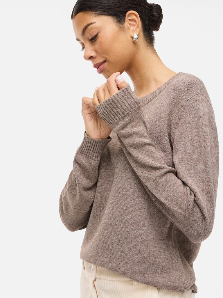 VIRIL ONECK LS KNIT TOP FALCON MELANGE