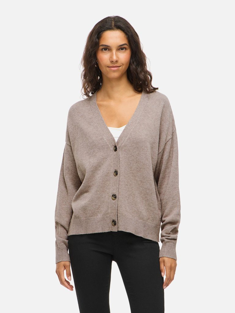 VIRIL VNECK KNIT CARDIGAN FALCON MELANGE