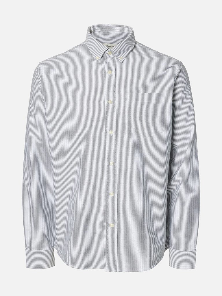 SLMREGRICKOX SHIRT LS BRIGHT WHITE SAPPHIRE