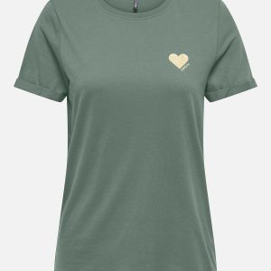 ONLKITA SS TOP LAUREL WREATH GOLD GLITTER – Image 1