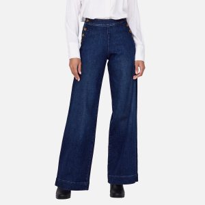 ONLMADISON HW BUTTON WIDE DNM DARK MED BLUE L32 - Image 3