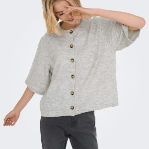 ONLCAMILLA SS CARDIGAN KNT LIGHT GREY MELANGE - Image 4