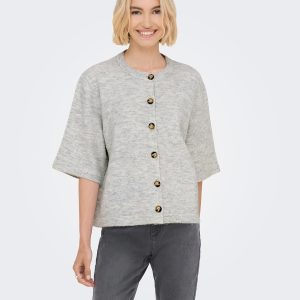 ONLCAMILLA SS CARDIGAN KNT LIGHT GREY MELANGE - Image 5