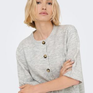 ONLCAMILLA SS CARDIGAN KNT LIGHT GREY MELANGE - Image 6