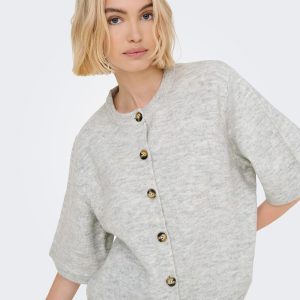 ONLCAMILLA SS CARDIGAN KNT LIGHT GREY MELANGE - Image 7