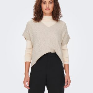 ONLMELODY VEST KNT NOOS OATMEAL MELANGE – Image 4