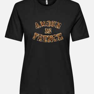 ONLTANYA REG SS LEO PRINT BLACK TERRY – Image 1