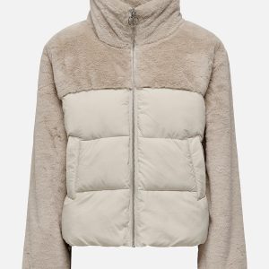 ONLWANJA FUR PUFFER MIX JACKET MOONBEAM - Image 1