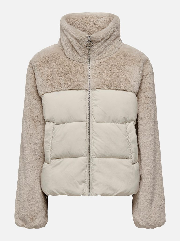 ONLWANJA FUR PUFFER MIX JACKET MOONBEAM