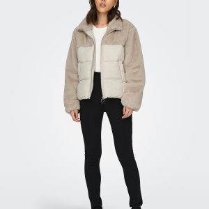 ONLWANJA FUR PUFFER MIX JACKET MOONBEAM - Image 3