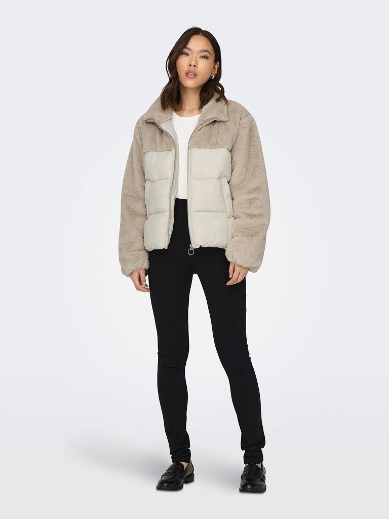 ONLWANJA FUR PUFFER MIX JACKET MOONBEAM