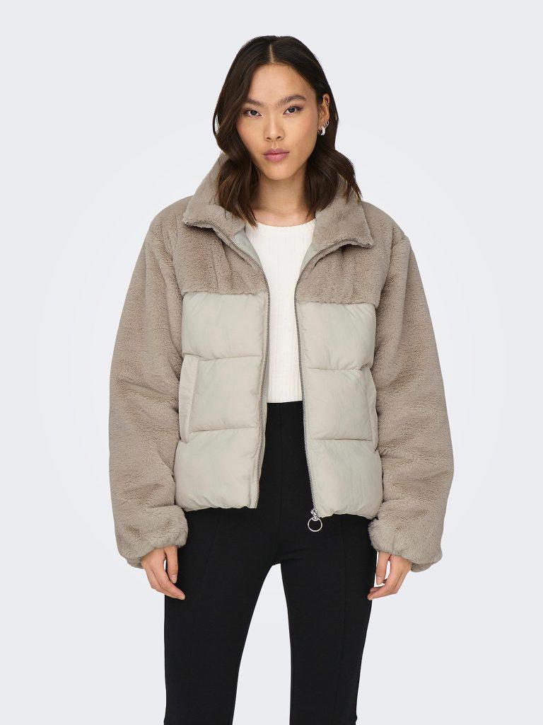 ONLWANJA FUR PUFFER MIX JACKET MOONBEAM