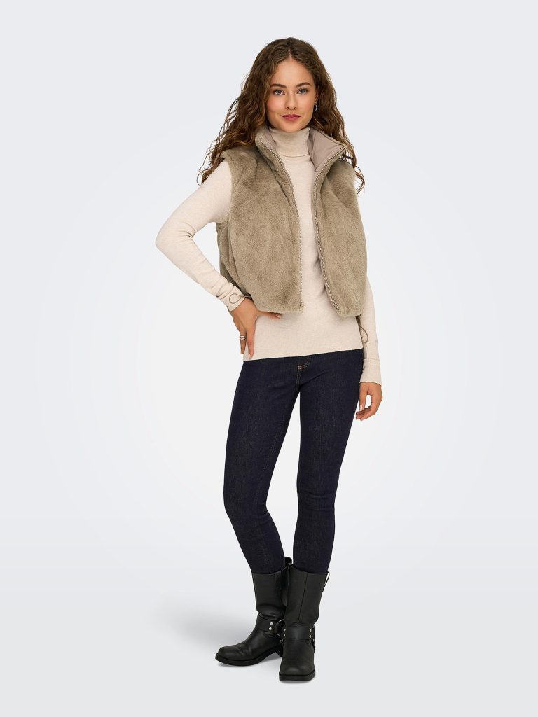 ONLDANA FAUX FUR REVWAISTCOAT MINK