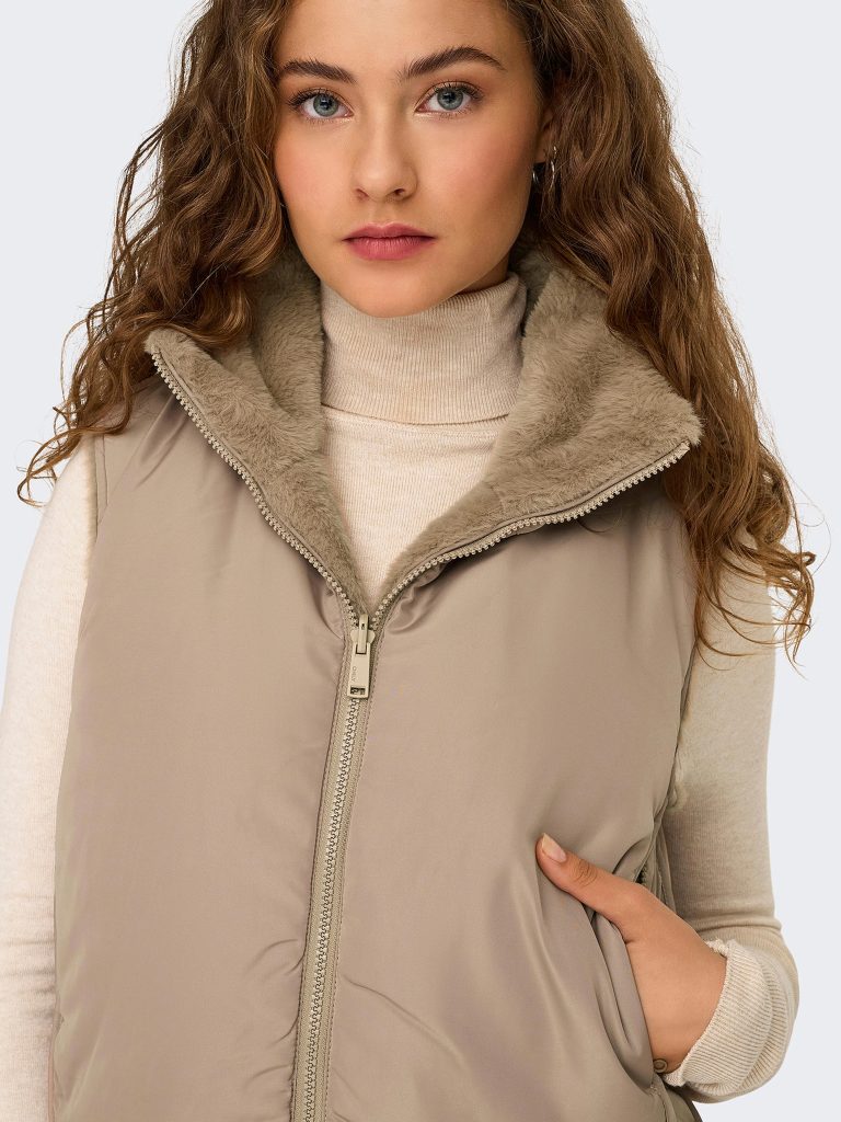 ONLDANA FAUX FUR REVWAISTCOAT MINK