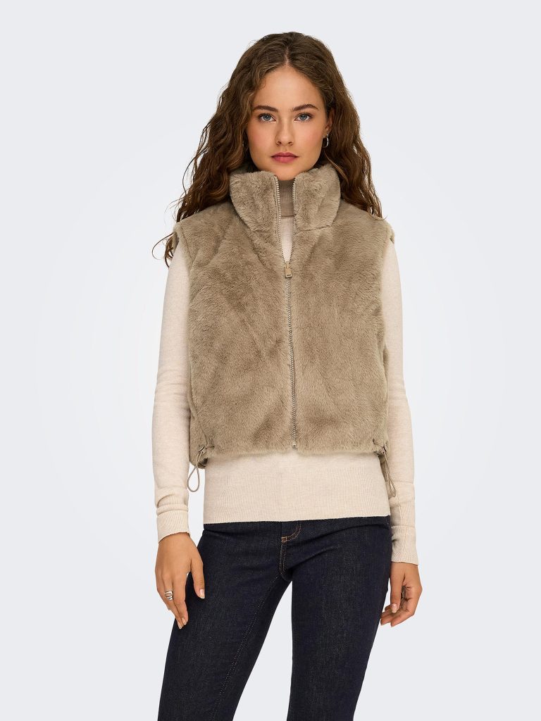 ONLDANA FAUX FUR REVWAISTCOAT MINK