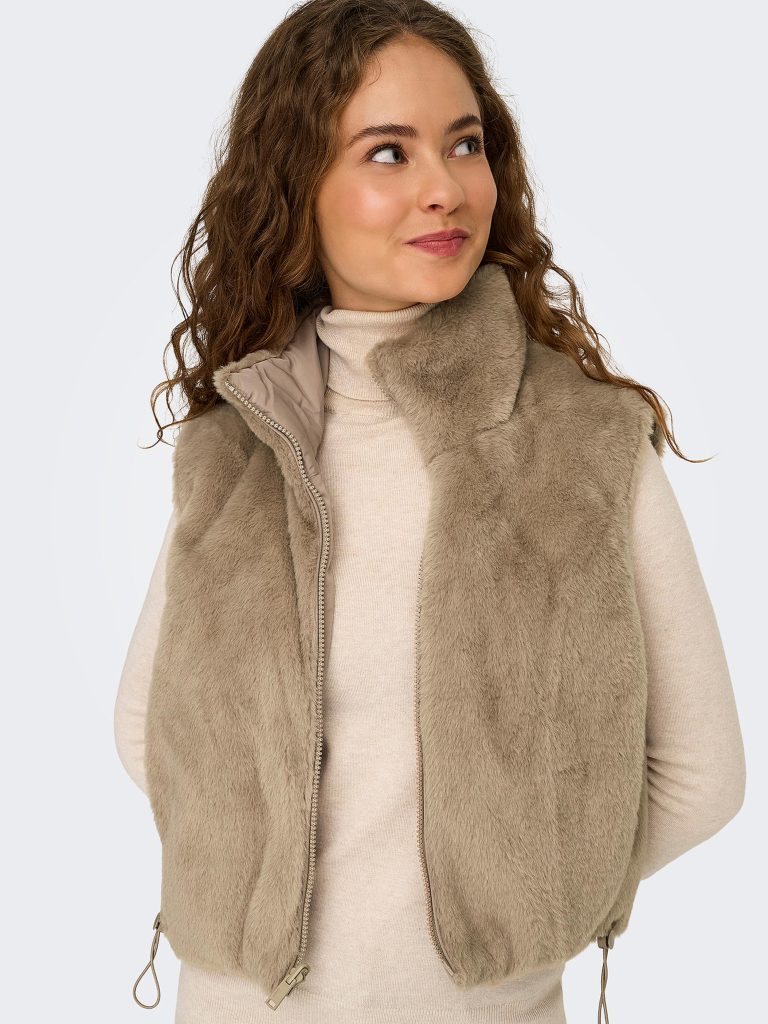 ONLDANA FAUX FUR REVWAISTCOAT MINK