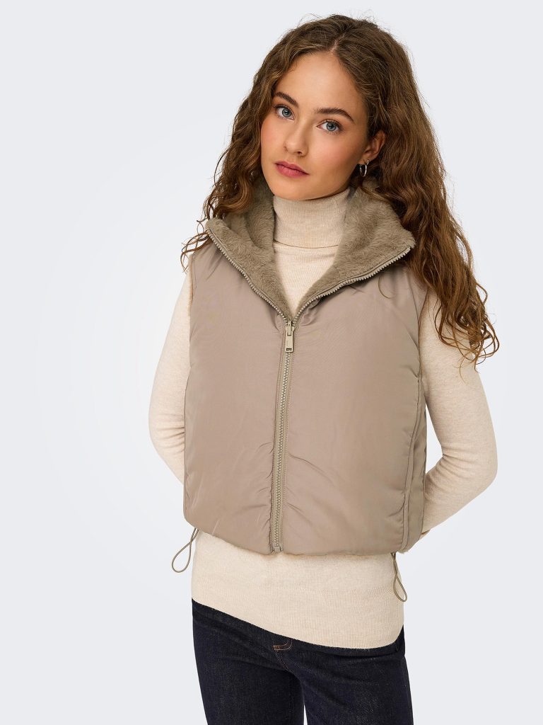 ONLDANA FAUX FUR REVWAISTCOAT MINK