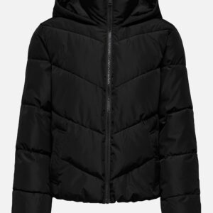 ONLCLAIR PUFFER HOOD JACKET BLACK – Image 1