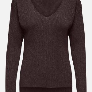 JDYNEW BEHAVE LS GLITTER PULLOVER CHOCOLATE BROWN – Image 1