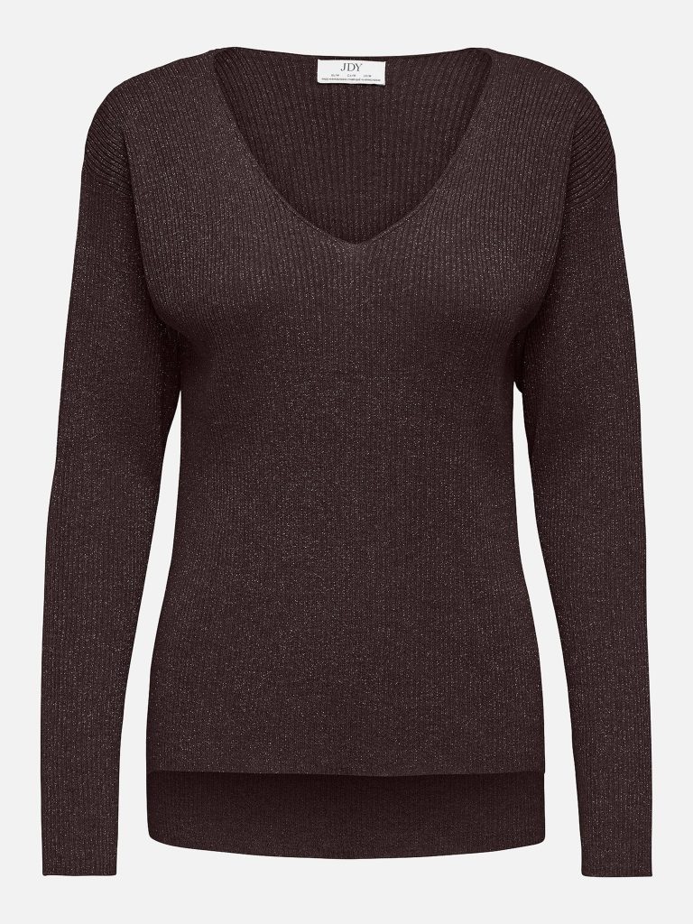 JDYNEW BEHAVE LS GLITTER PULLOVER CHOCOLATE BROWN