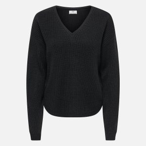 JDYEVIE LS VNECK PULLOVER KNT BLACK - Image 1
