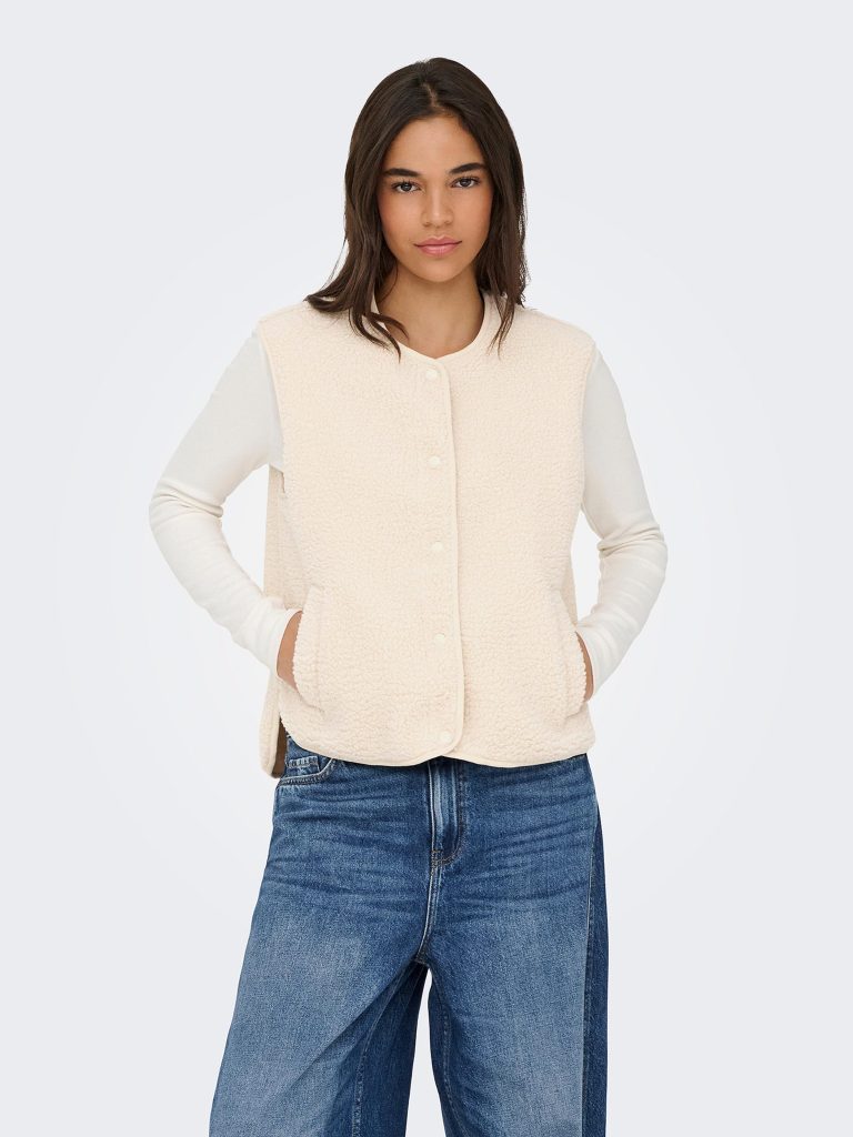 JDYSIMINA TEDDY WAISTCOAT PUMICE STONE