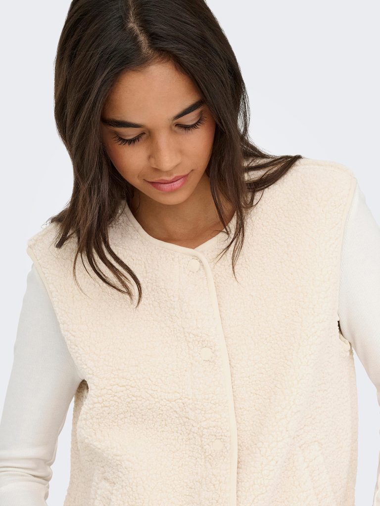 JDYSIMINA TEDDY WAISTCOAT PUMICE STONE