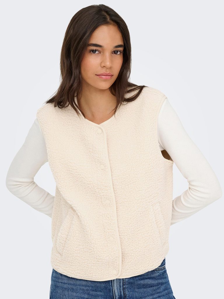 JDYSIMINA TEDDY WAISTCOAT PUMICE STONE